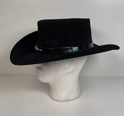 Bailey U-Rollit Black Felt Gambler Hat 7 1/4 USA Made Cowboy - Image 1 of 4