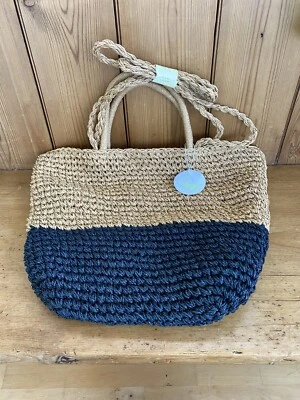New Look Vegan Shoulder Tote Bag Blue and Cream - Image 1 of 3