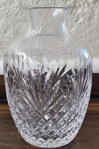 Lead Crystal Hand Cut Pineapple Diamond Fan Vase Heavy Quality EUC - Picture 1 of 15