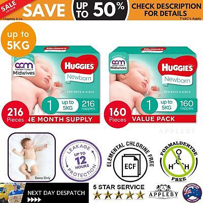 Huggies Ultimate Mega Nappies Size 1 Newborn (up To 5kg) - 160 And 216 Pack • 103.25$