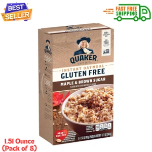 Quaker, Gluten Free Instant Oatmeal, Non-GMO Maple & Brown Sugar, 1.51 Oz Pack-8 - Picture 1 of 12