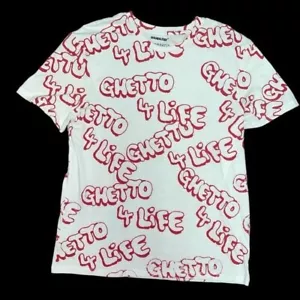 Elevenparis Ghetto 4 Life Graphic Tee - XL - Banksy-Inspired Streetwear - White - Picture 1 of 7
