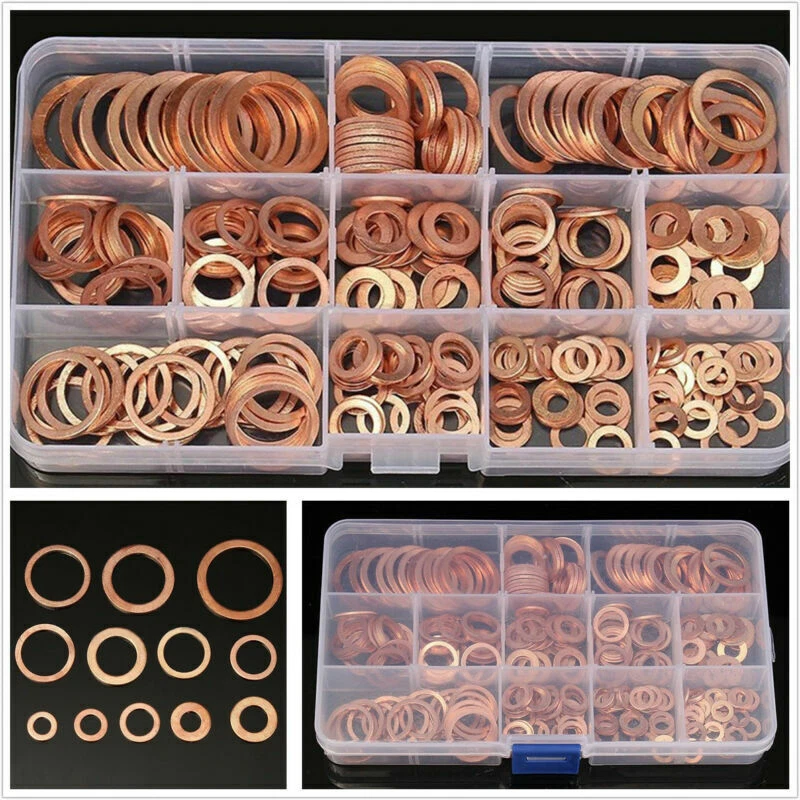 Juego de accesorios hidráulicos de anillo plano con sello arandelas trituradoras de cobre macizo surtidas 280 un. Foto 1 de 1