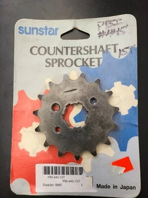 Piñón delantero contraeje de acero Sunstar 445-15t Kawasaki KDX200 1984-2006  Foto 1 de 2