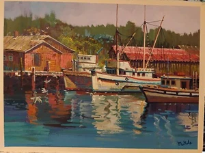 "Noyo Bay" by Fil Mottola 22x28 No. Cal Original Oil/ On Treated Paper - Picture 1 of 5