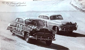 Foto autografiada de 17 1/2" Dick Rathman Hudson Hornet Racer por Tim Daytona Beach - Imagen 1 de 4