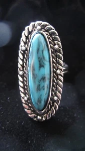 Southwestern Stil Silber Seil & Punkte Design blauer Stein Ring-verstellbar - Bild 1 von 12