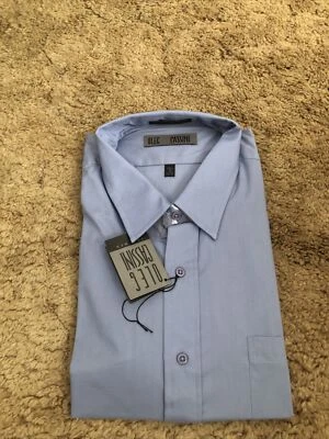 Oleg Cassini 纽扣衬衫 18 (36/37) 高蓝色长袖 — 第 1/4 张图片