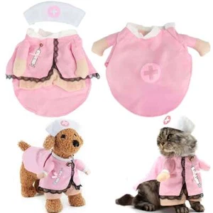 Dog Cat Nurse Costume Pet Halloween Party Cosplay Funny Uniform Clothes New - Picture 1 of 10