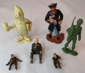 Vintage Plastic Toy Figures Soldiers Pirate Misc Circa 1950s 1" to 2-1/2" - Picture 1 of 4