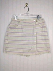 Karen Scott Women's 100% Cotton Pastel Stripe Skort Size 12 Golf Zip - Picture 1 of 10