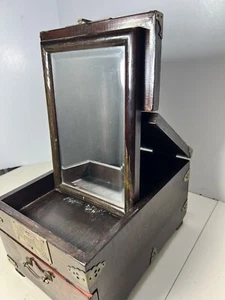 1930’s Chinese Traveling Shaving/vanity Box Brass Hinged With Mirror & Drawer Rv - Picture 1 of 18