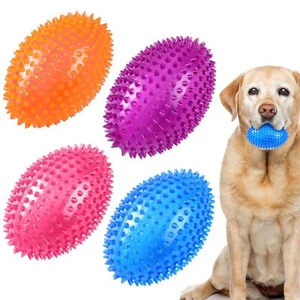 4Pcs 4.5'' Spiky Squeaker Football Dog Toy Puppy Chew Balls for Training Toys - Picture 1 of 7