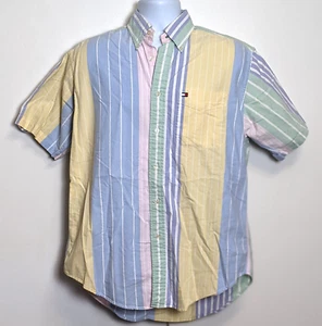 Tommy Hilfiger Color Pastel Bloque Rayas Logo De Colección Manga Corta Abotonada Talla S - Imagen 1 de 5