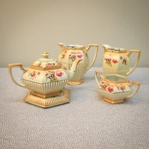 Antique Edwardian (1916-1931) Ivory Blush Tea pot plus others by S Johnson - Picture 1 of 11