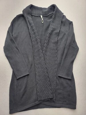 Suéter para mujer Leo & Nicole XXL negro cárdigan algodón cuello en V solapa Foto 1 de 4