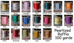 Perlmutt synthetischer Raffia Rolle 100 Yards - Farben wählbar - Bild 1 von 20