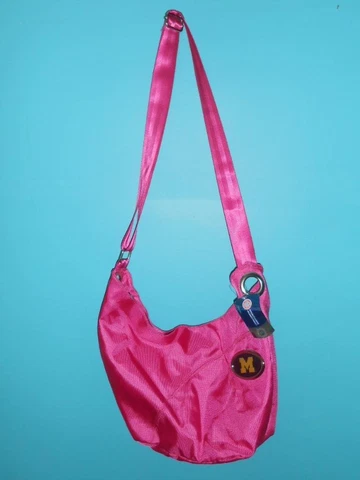 Too Cute! New Michigan Wolverines LARGE  HOT PINK Hobo Cross Body Purse Bag S208 Cover