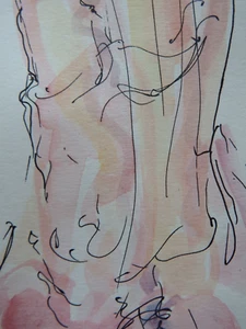 Hand Painted Watercolour Penis Fine Art Painting NSFW Nude Male Phallus LGBTQ+ - Picture 1 of 13