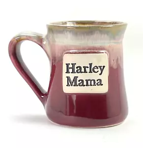 Harley Davidson Mama Coffee Mug Red Drip Glaze 5" Stamped Stoneware C150 - Picture 1 of 7