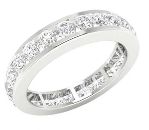 VS F 2.75 Ct Lab Grown Diamond Eternity Wedding Ring Channel Set 14K White Gold - Picture 1 of 8