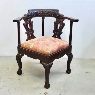 Chippendale Style Carved Mahogany Ball and Claw Corner Chair  - Image 1 of 4