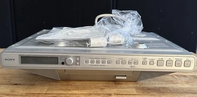Sony ICF-CD555TV Under Cabinet LCD TV CD Player AMFM Clock Radio W/ Remote Works - Image 1 of 4