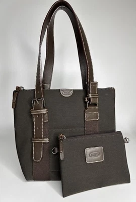 Bolso de Mano BRIC'S Pequeño Marrón Nylon Cuero con Bolsa Foto 1 de 4