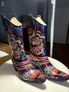 Nomad Yippy Vollgummi Cowgirl Regenstiefel Cowboy Absatz Größe 7 Damen - Bild 1 von 6