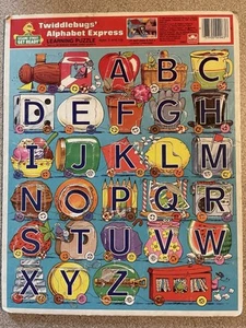 Vintage 1986 Sesame Street Twiddlebugs Alphabet Express Cardboard ABC Puzzle - Picture 1 of 12
