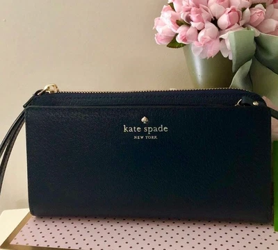 Cartera Muñequera Kate Spade Grand Street Layton Cuero Negra Cremallera Nueva Sin Etiquetas Foto 1 de 4