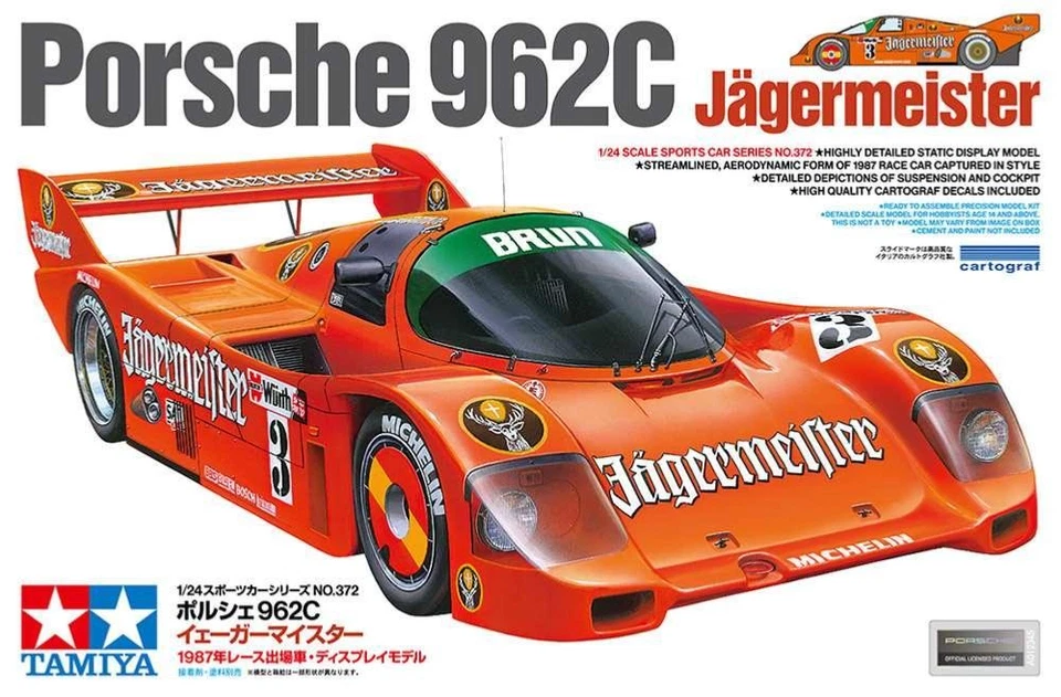 TAMIYA 24372 1 24 Porsche 962C Jägermeister Model Building Kit P