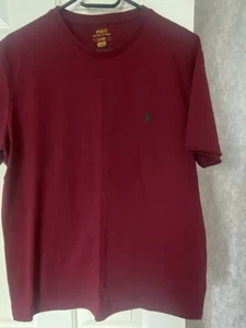 Mens Genuine Burgundy Ralph Lauren Shirt Sleeve Polo T Shirt Size Medium - Picture 1 of 6