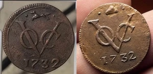 OLANDA INDIE VOC 1732 GELDERLAND DUIT KM50 volpe e collina - Foto 1 di 6