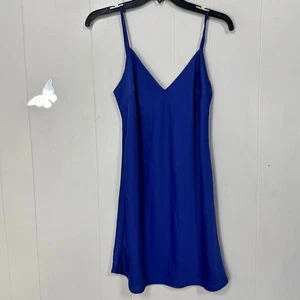A New Day Women's XS Slip Dress Cobalt Blue V Neck Sleeveless Mini Lightweight - Picture 1 of 11