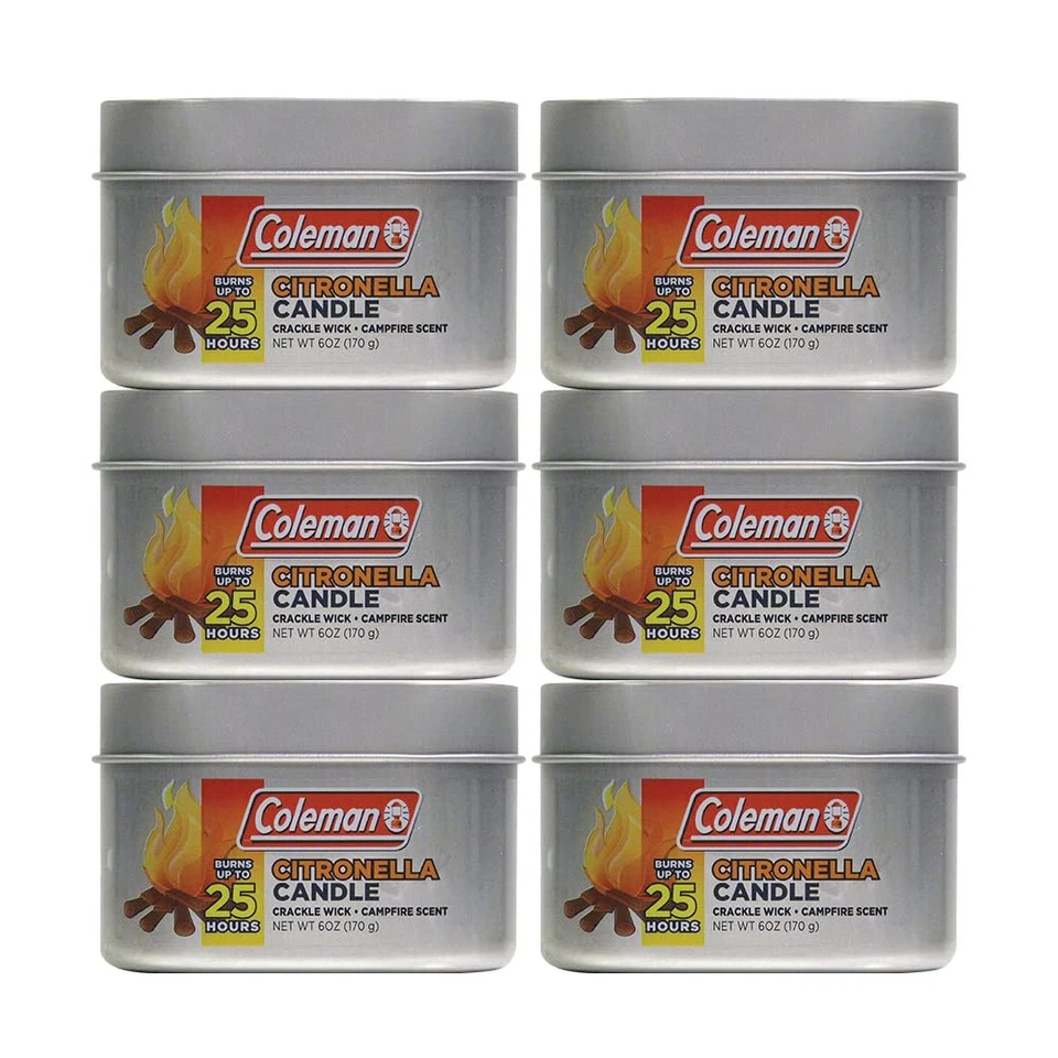 Coleman Campfire Scented Citronella Candles 6 Pack with Wooden Wick 6oz - Image 1 of 1