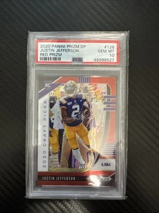 2020 Panini Prizm DP Red Prizm Justin Jefferson RC #126 Minnesota Vikings PSA 10 - Bild 1 von 2