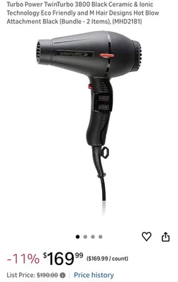 Pibbs Twin Turbo 3800 ионный и керамический, черный - новая открытая коробка - Изображение 1 из 4