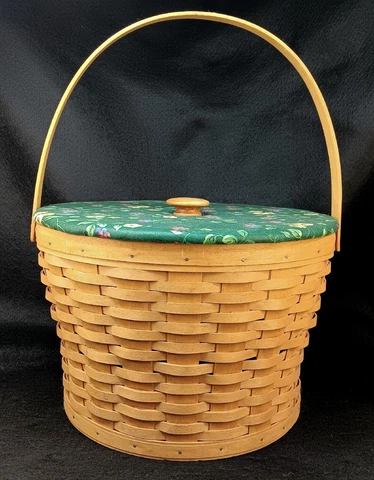 Longaberger Basket Sewing 1995 Padded Lid,  Liner, Stackable Tray SHIPS FREE! Cover