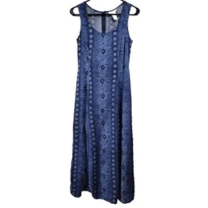 Maxi Vestido Vintage Jaclyn Smith Sin Mangas Azul Floral Talla 8 - Imagen 1 de 9