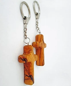 2pcs Wooden Cross Set XL - Ol Wood Ivier Pendant Cross Keychain - Picture 1 of 3