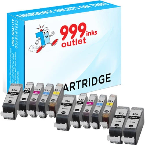 Compatible Printer Ink Cartridges Replace Canon PGI-520 & CLI-521 - 12 Pack - Image 1 of 1