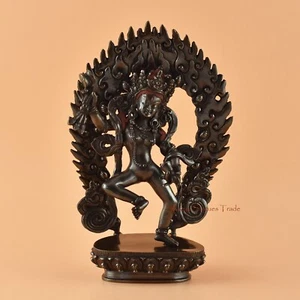 Estatua de cobre Damaru Jogini Dakini tallada a mano en acabado oxidación - Imagen 1 de 5