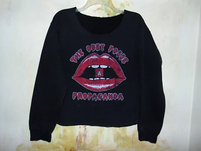 OBEY Posse 宣传运动衫切割原始下摆女式哥特式垃圾上衣 M/L — 第 1/4 张图片