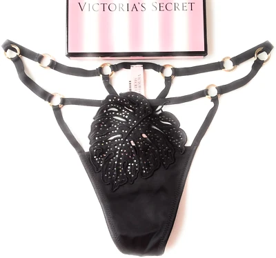 VICTORIA'S SECRET MUY SEXY Tanga Tanga Negro Tanga Panty VS Hardware S M Hoja Nuevo con Etiquetas Foto 1 de 4