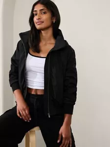 Athleta L Large Jetset Bomber Jacket Black NEW! #818839 - Picture 1 of 8