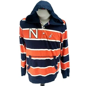 Nautica Para Hombres Mediano Pullover Sudadera con Capucha Naranja Azul Sudadera Navegación - Imagen 1 de 5