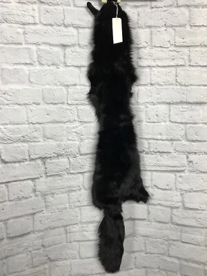 Cuello de piel de zorro azul escarchado italiano genuino para mujer piel cabeza colas W3 Foto 1 de 4