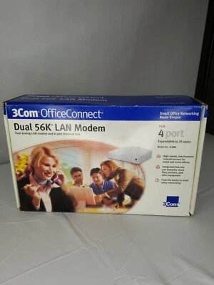3Com OfficeConnect 56k LAN Modem 3C888. Hub 4 port expandable to 25 users . - Image 1 of 4