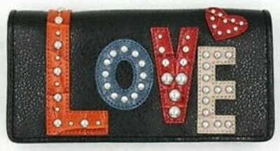 NUEVO CON ETIQUETAS Brighton LOVE STUD Cartera Grande Negra Multi Cuero Metal Tachuelas Precio de venta sugerido por el fabricante 170 USD Foto 1 de 3